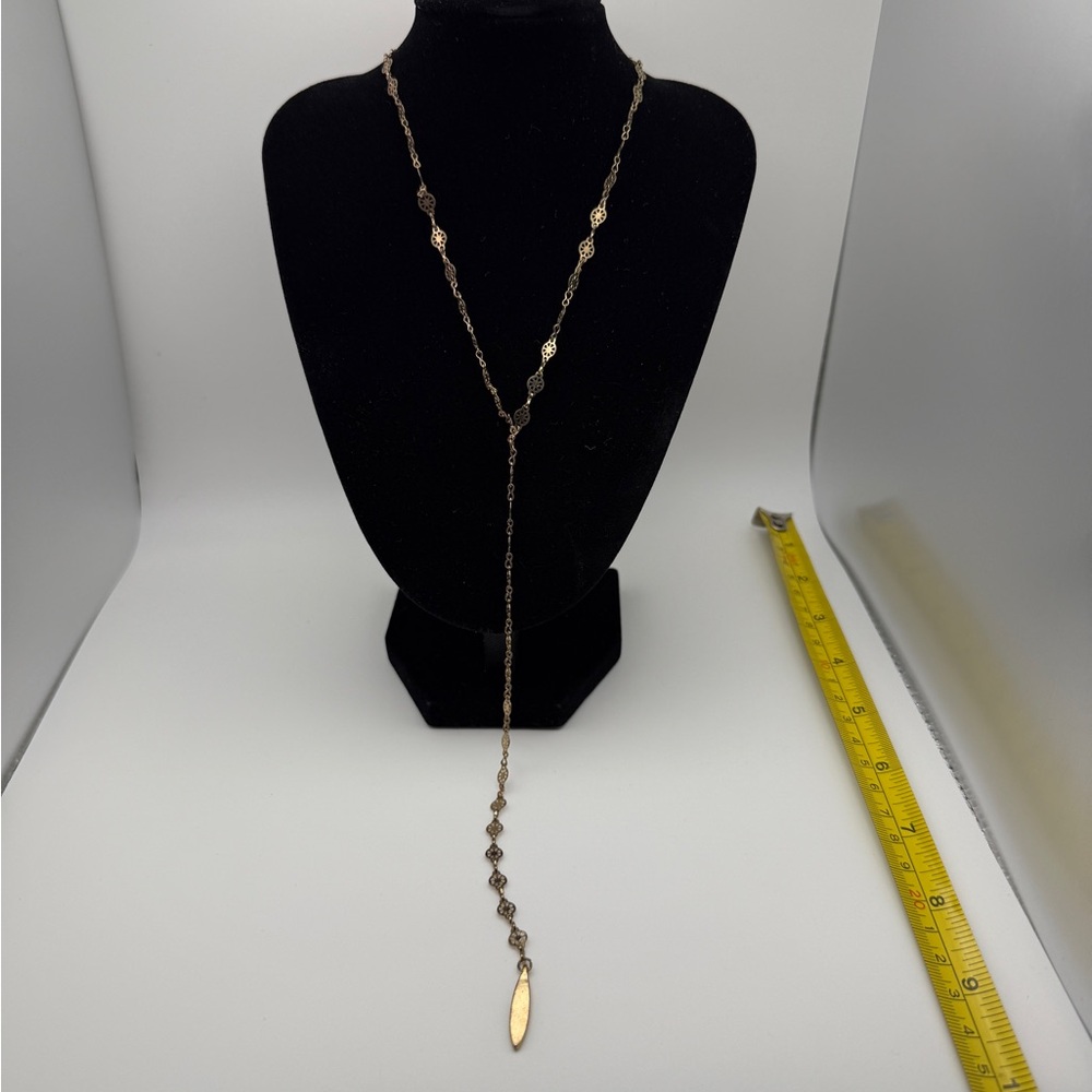 American Eagle Gold-Tone Y-Necklace – Boho Cutout Disc Layering Chain